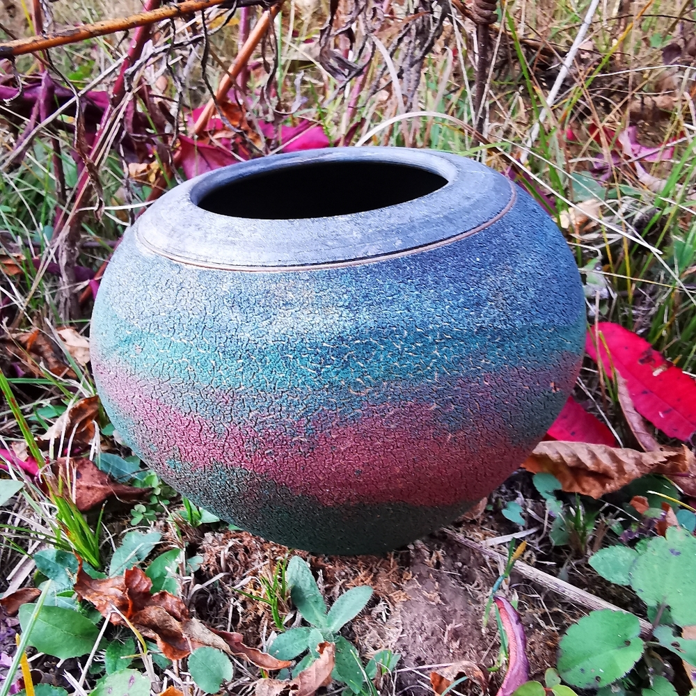 Colourful Raku Pottery Vase